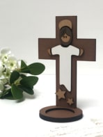 Recuerdos de primera comunión y bautizo - Cruz Jesús con túnica – Estrellas