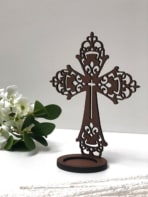 Recuerdos de primera comunión y bautizo - Cruz calada café