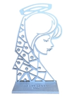 Recuerdos de primera comunión y bautizo - Perfil de la Virgen María plata