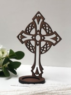 Recuerdos de primera comunión y bautizo - Cruz circular café